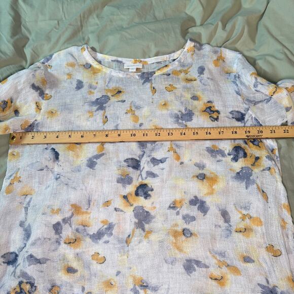 Pure Jill Women's sz Small Linen 1/2 Elbow Sleeve Crew Neck Floral Lightweight - Picture 6 of 8